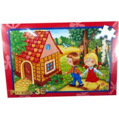 Zabawka edukacyjna puzzle   35elem: Jaś i Małgosia wymiar planszy 22.5x15.5cm w pud. w folii