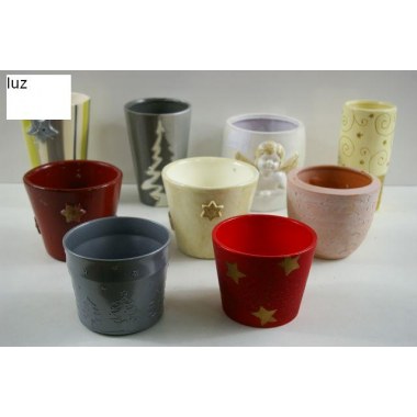 Święta boż.-doniczka ceramiczna: mix wzór/kol. średnia  śr. ok. 13.5cm ok 13.5x12x9cm