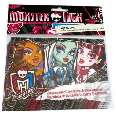 Party zaproszenia 06szt urodzinowe ' Monster High ' w wor. z zaw.