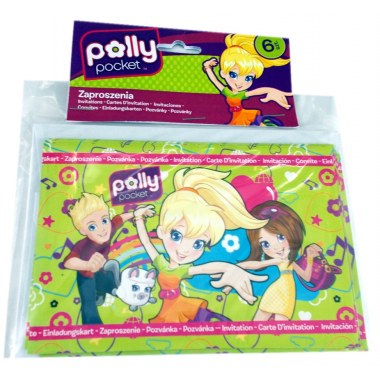 Party zaproszenia 06szt urodzinowe ' Polly Pocket ' w wor. z zaw.