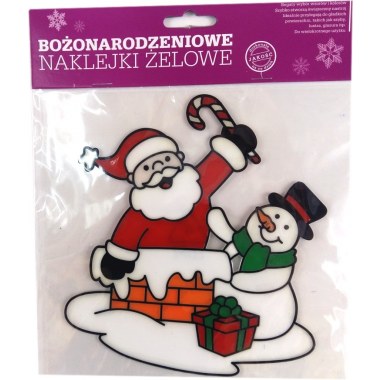 Święta boż.-dekoracje okienne naklejki żelowe Mikołaj 20x20cm na folii mix wzór z zaw. Super Jakość!!!