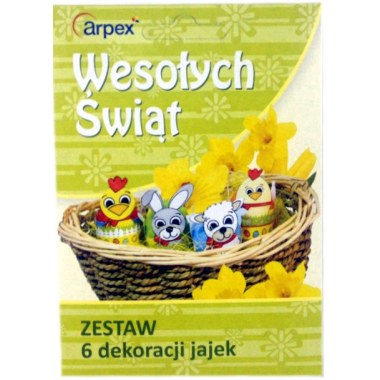 Święta wiel.- zestaw wielkanocny do dekoracji pisanek wycinanka nakładana na jajko 06szt w pud. z zaw.