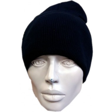 Tekstylia czapka młodzieżowa beanie unisex czarna gładka krasnal z dzianiny 100% akryl zimowa