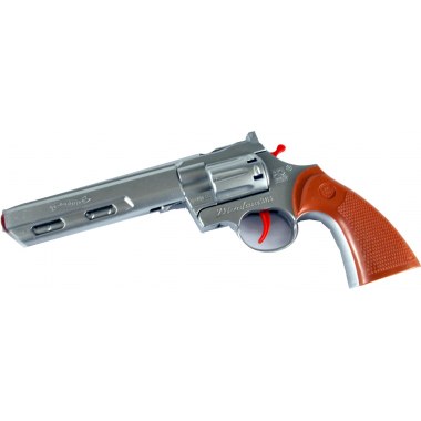 Zabawka broń pistolet 24cm: rewolwer srebrno-brązowy w wor. z zaw.