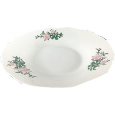 Kuchnia talerz porcelanowy głęboki 23cm okrągły biały w różowe róże bukiet