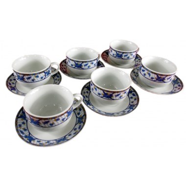 Kuchnia zestaw kawowy porcelanowy na 6 osób 12-13elem. 6 filiżanki 230ml+ 6 spodki 13.8cm w pud. mix wzór