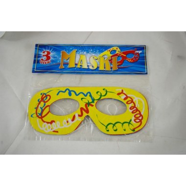 Party maska z papieru 03szt 16x7cm w wor. z zaw.