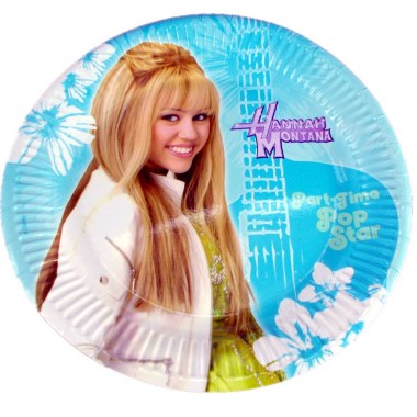 Party talerz papierowy 10szt 23cm gruby: 'Hannah Montana' w folii