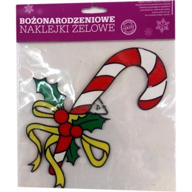 Święta boż.-dekoracje okienne naklejki żelowe Lizak Laska Cukrowa bożonarodzeniowa 20x20cm na folii z zaw. Super Jakość!!!