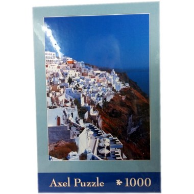 Zabawka edukacyjna puzzle 1000elem: 'Grecja Santorini domy na wzgórzu, zatoka' 64x64cm w pud. w folii