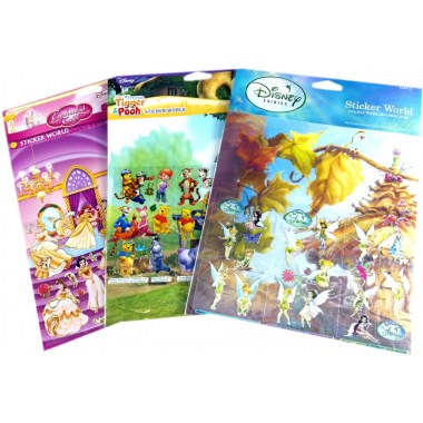 Naklejki na folii Disney 28-41szt: + plakat 28x21cm na odwrocie do kolorowania w folii