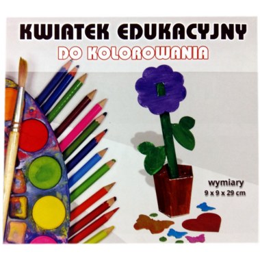 Zabawka edukacyjna kartonowa kolorowanka 3D kwiatek w doniczce 29x9x9cm do kolorowania, składania w folii Produkt Polski , ekologiczny