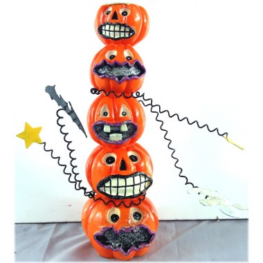 Dekoracja świecznik na 1 świeczkę ceramiczny 18x6cm 'Halloween' pomarańczowe dynie w pud.